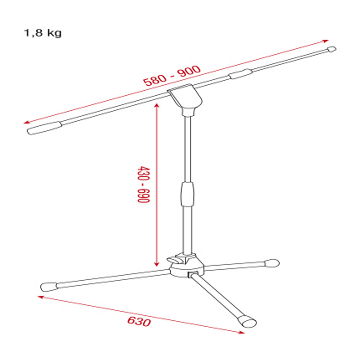 Showgear Microfoonstatief Pro - Laag