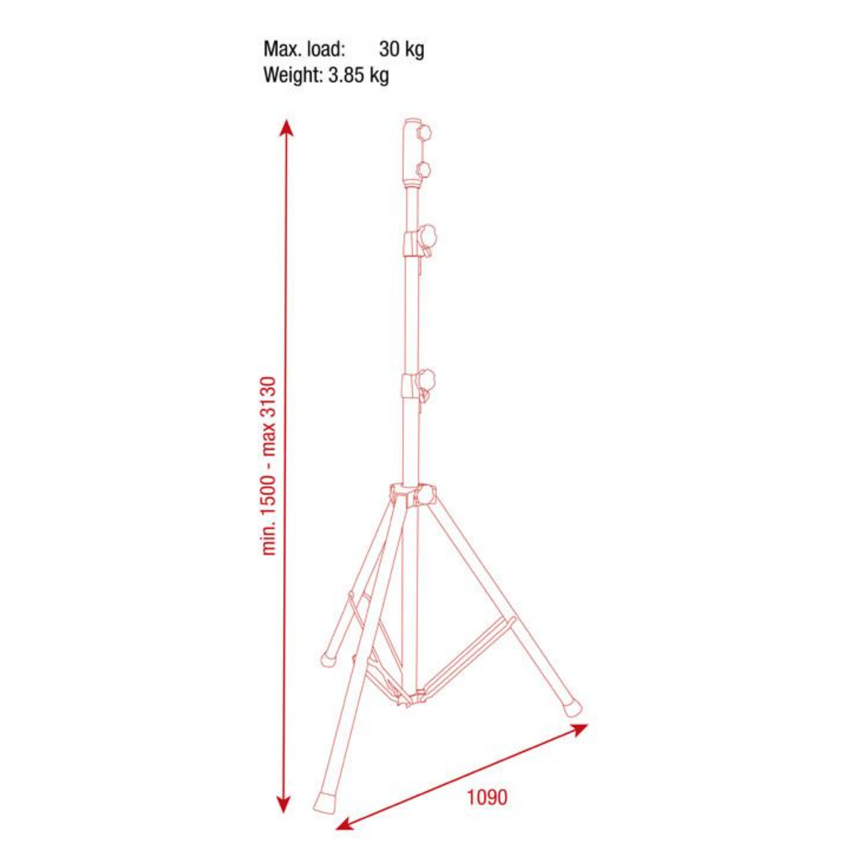 Showgear Light Stand Aluminium (incl. Spigot Adapter)